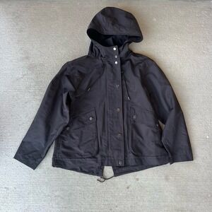 anthony thomas melillo atm women's hooded windbreaker jacket snap collar